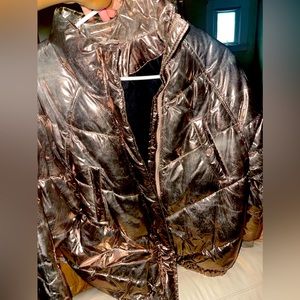 Gold metallic puffer coat